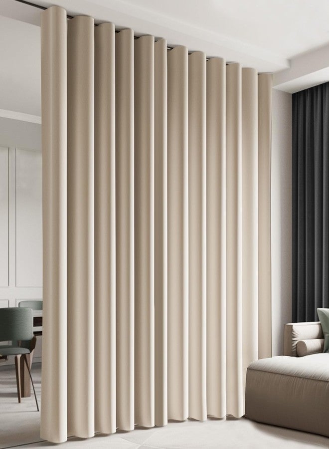 Cbsroro Room Divider Blackout Curtain Track Curtains Wall Dividers Panels Screen for Living Rooms Bedroom Office Privacy Partition Separation, W100 × L96 Inch,1 Panel, Beige - Image 1